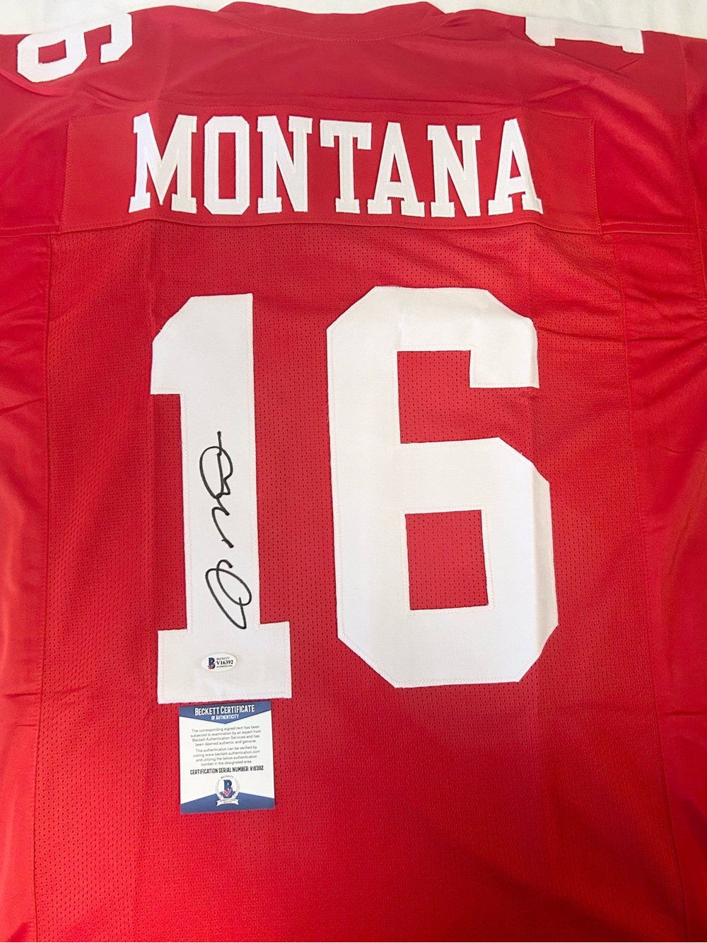 Brand New HOF Joe Montana Custom Autographed SF 49er Football Jersey Beckett COA